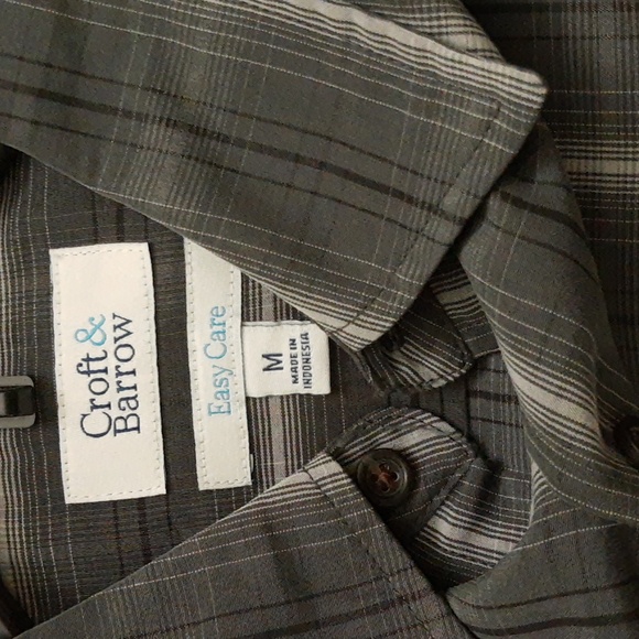 Croft & Barrow Easy Care Shirt Short Sleeve Men's Medium Uptown Gray NWT - Picture 6 of 9